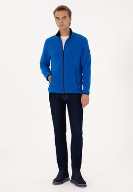 Erkek Regular Fit Saks Polar Örme Hırka - 50313779123