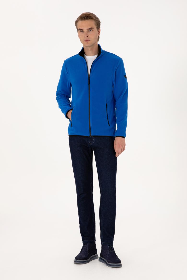 Erkek Regular Fit Saks Polar Örme Hırka - 50313779123