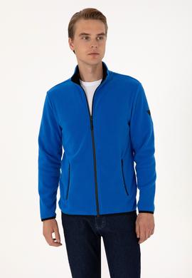 Erkek Regular Fit Saks Polar Örme Hırka - 50313779123