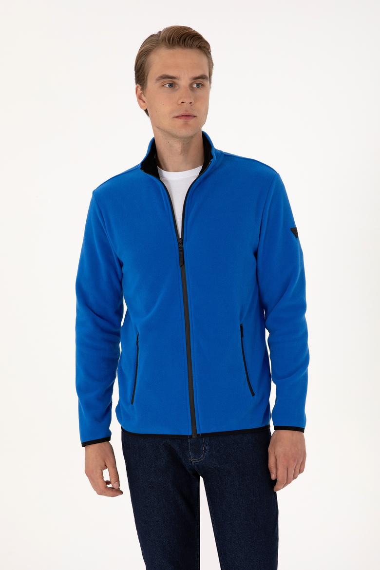 Erkek Regular Fit Saks Polar Örme Hırka - 50313779123