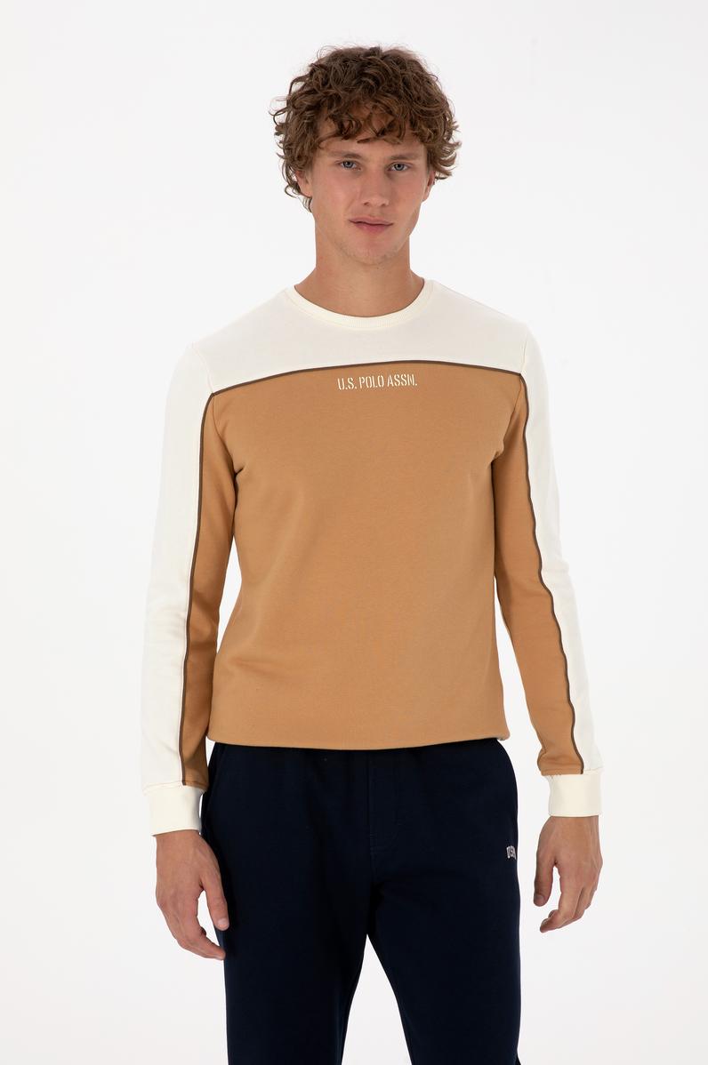 Erkek Regular Fit Bisiklet Yaka Camel Sweatshirt