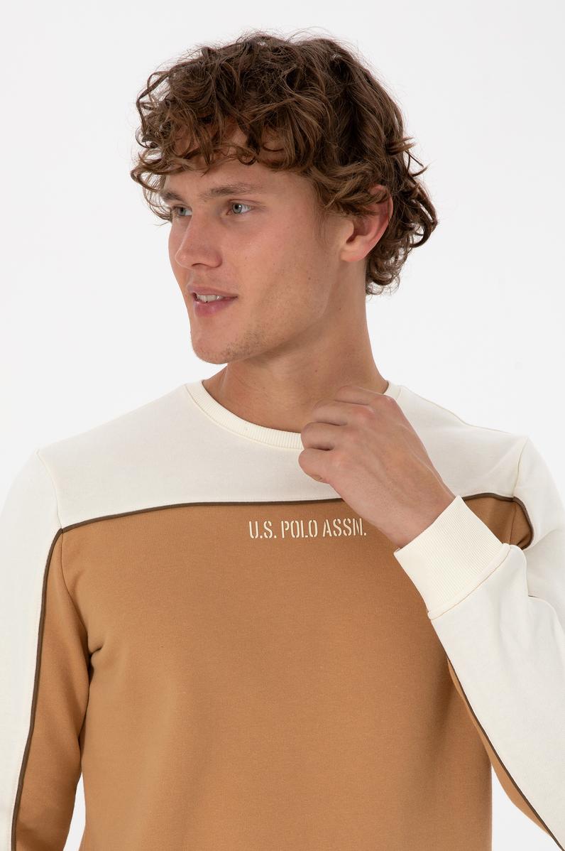 Erkek Regular Fit Bisiklet Yaka Camel Sweatshirt