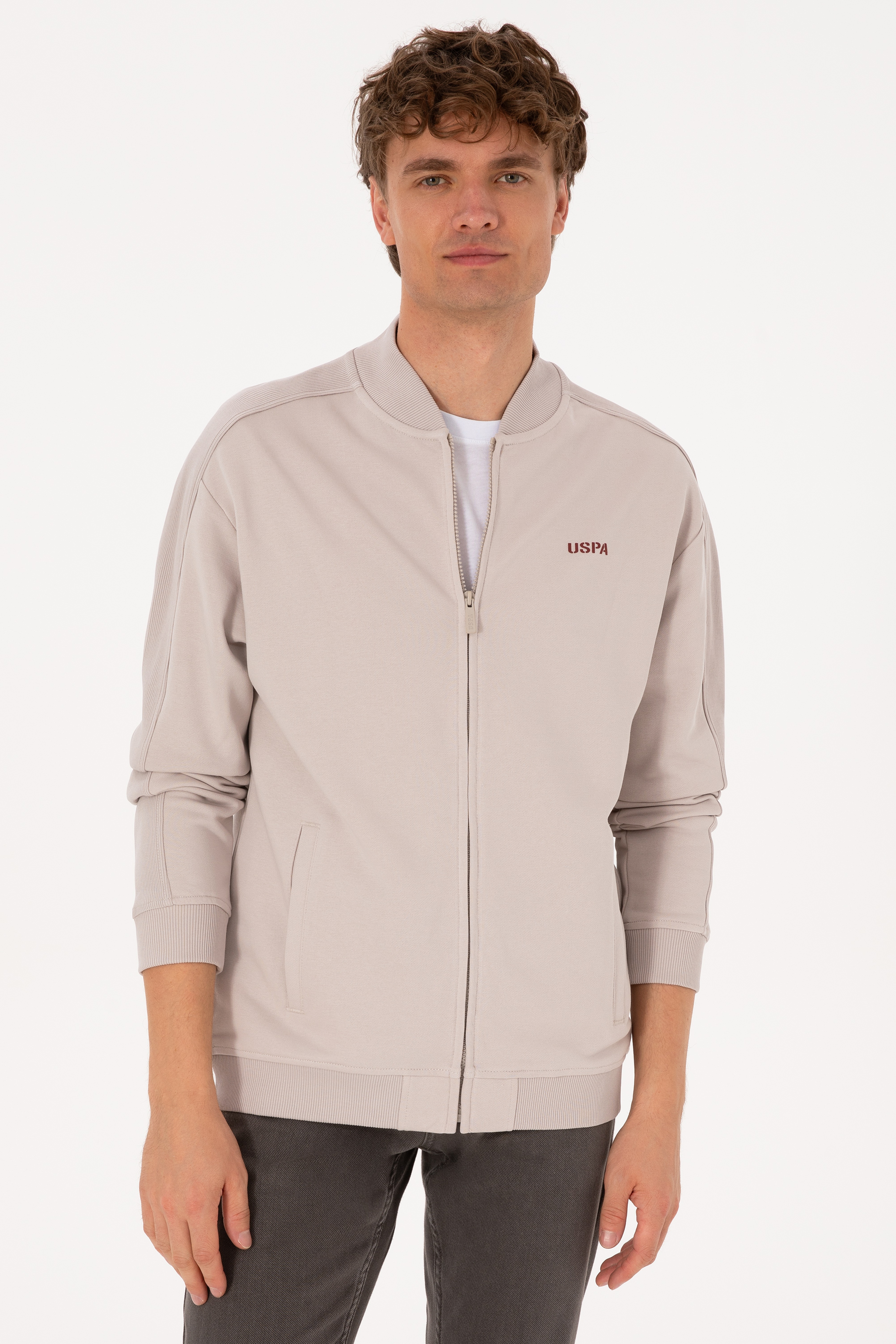 Erkek Comfort Fit Fermuarlı Taş Örme Hırka - Image 3