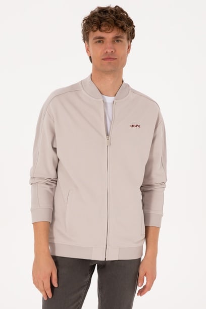 Erkek Comfort Fit Fermuarlı Taş Örme Hırka
