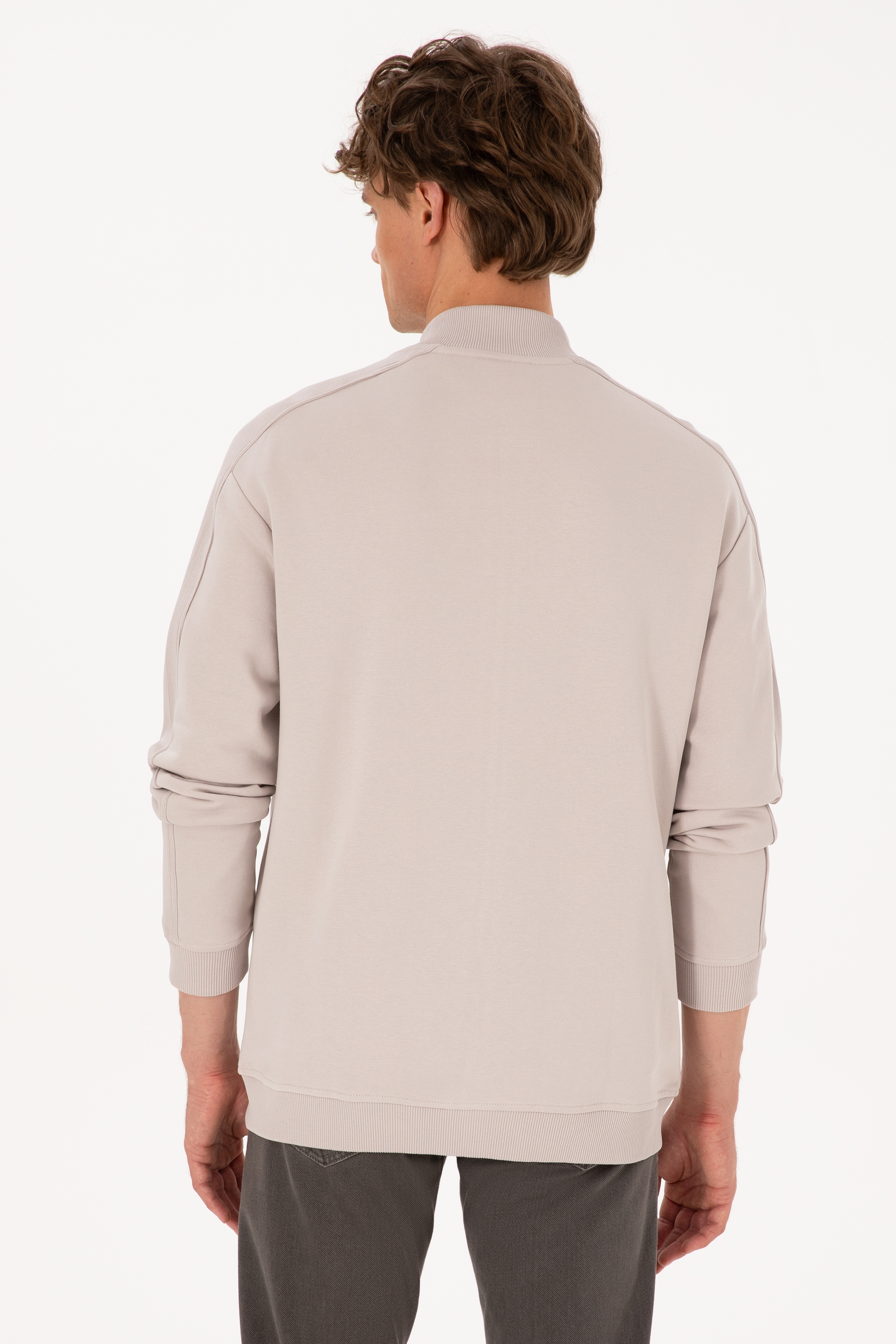 Erkek Comfort Fit Fermuarlı Taş Örme Hırka - Image 5
