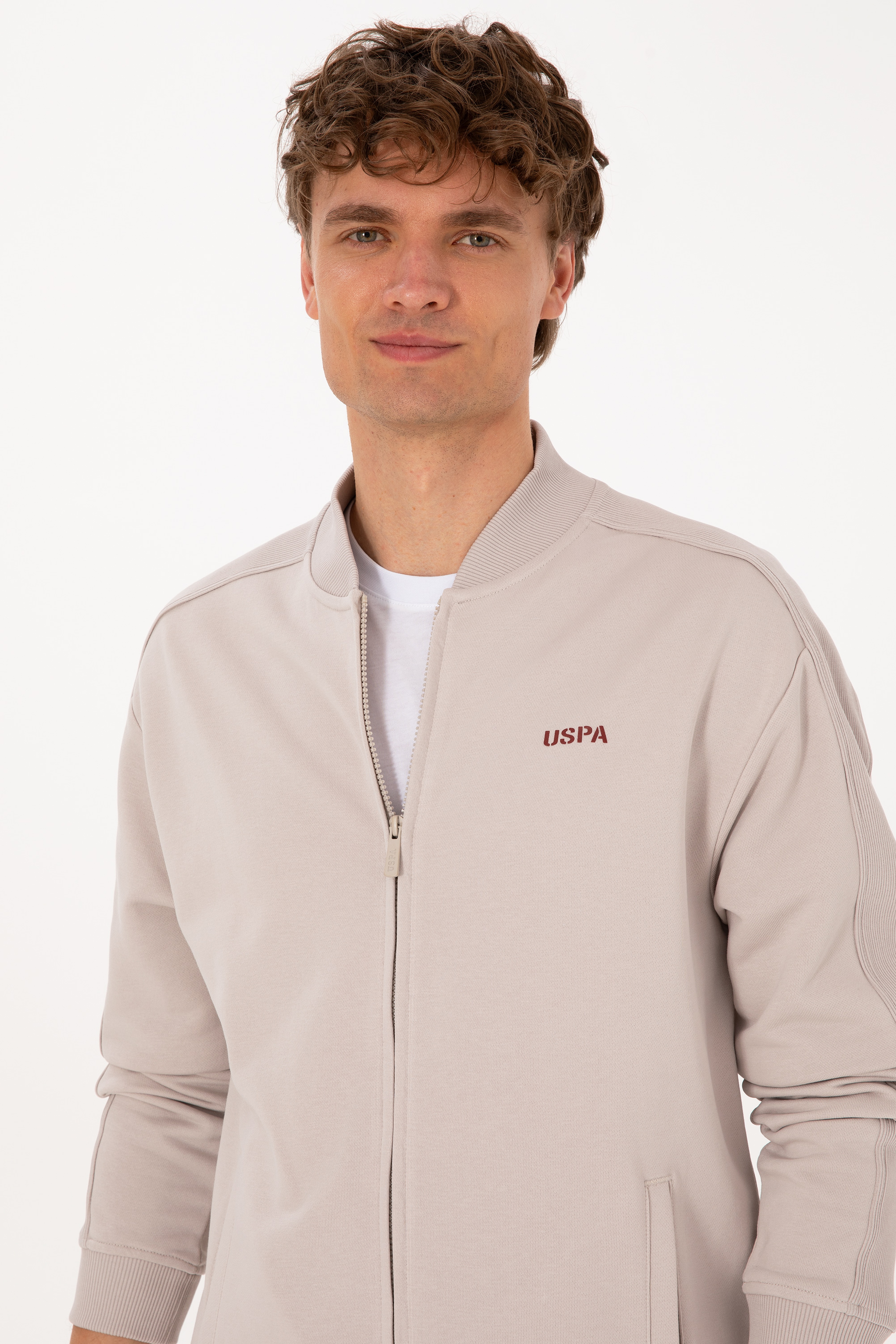 Erkek Comfort Fit Fermuarlı Taş Örme Hırka