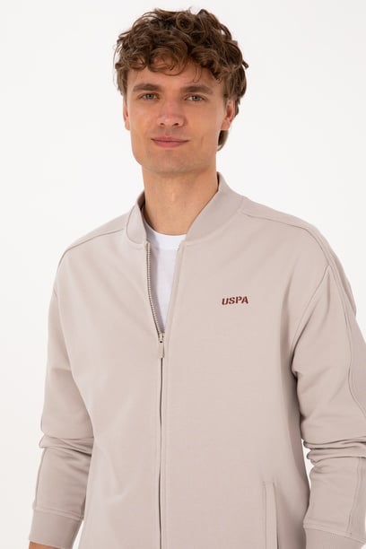 Erkek Comfort Fit Fermuarlı Taş Örme Hırka