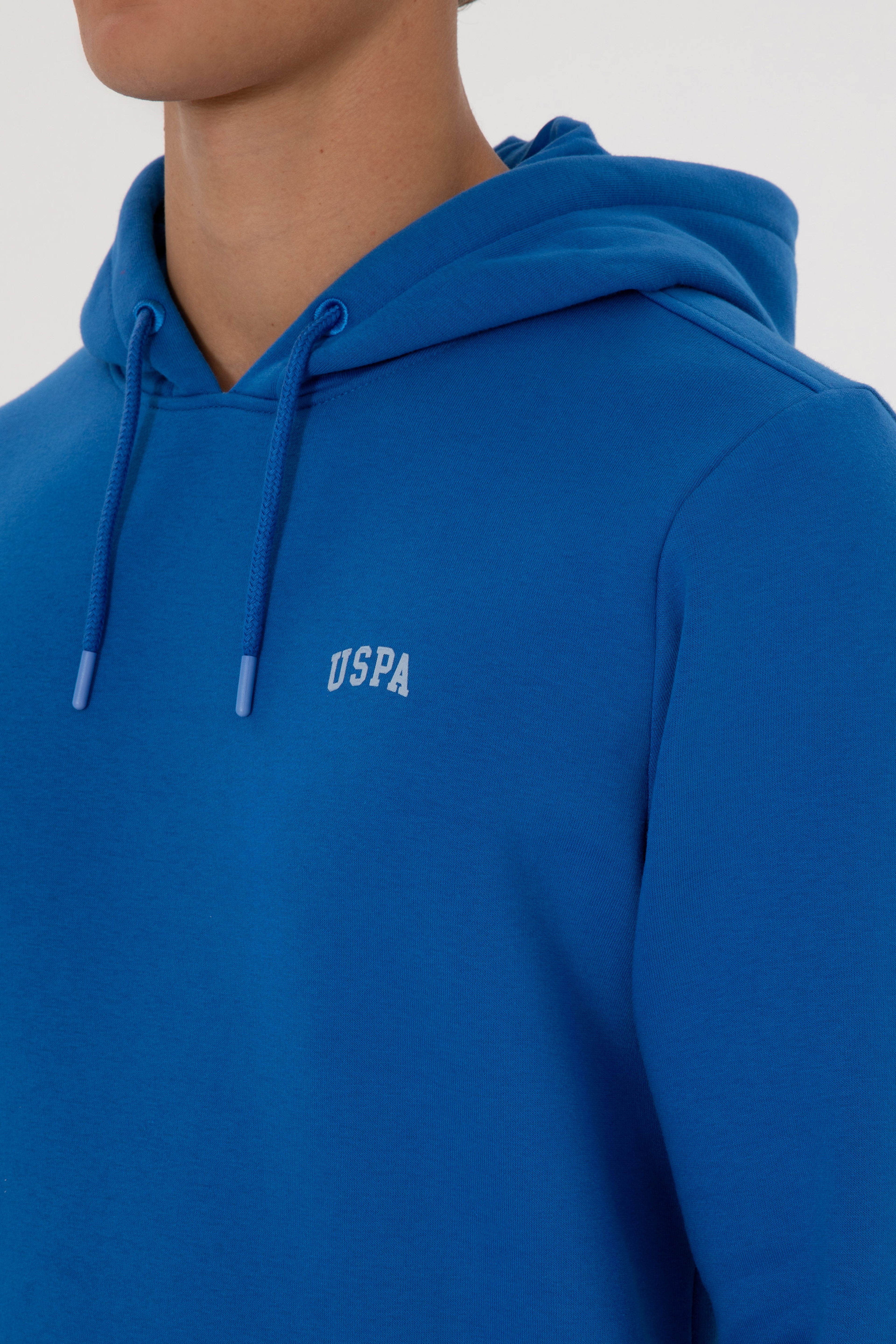 Erkek Regular Fit Kapüşonlu Şardonlu Saks Basic Sweatshirt - Image 7