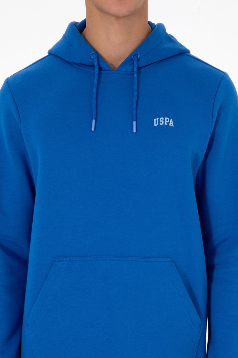 Erkek Regular Fit Kapüşonlu Şardonlu Saks Basic Sweatshirt - 50315582267