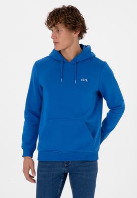 Erkek Regular Fit Kapüşonlu Şardonlu Saks Basic Sweatshirt - 50315582267