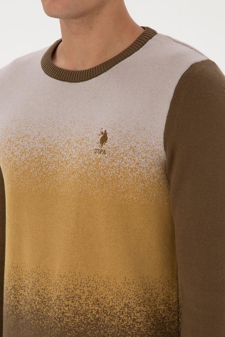 Erkek Regular Fit Bisiklet Yaka Haki Kazak - 50314985016