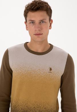 Erkek Regular Fit Bisiklet Yaka Haki Kazak - 50314985016