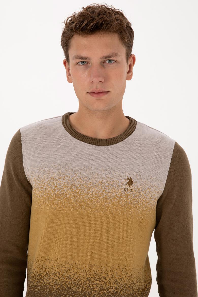 Erkek Regular Fit Bisiklet Yaka Haki Kazak - 50314985016