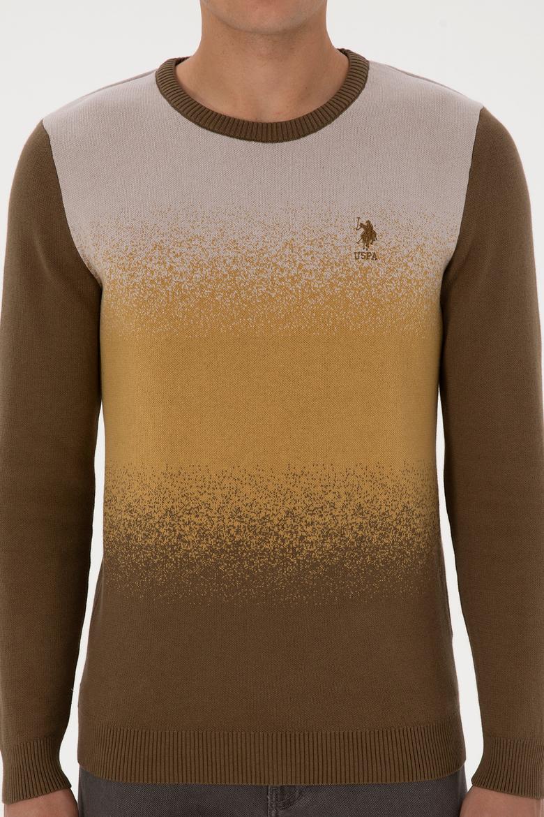 Erkek Regular Fit Bisiklet Yaka Haki Kazak - 50314985016