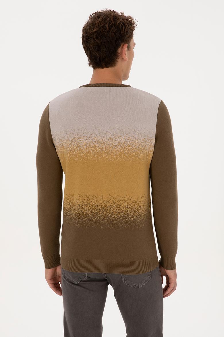 Erkek Regular Fit Bisiklet Yaka Haki Kazak - 50314985016