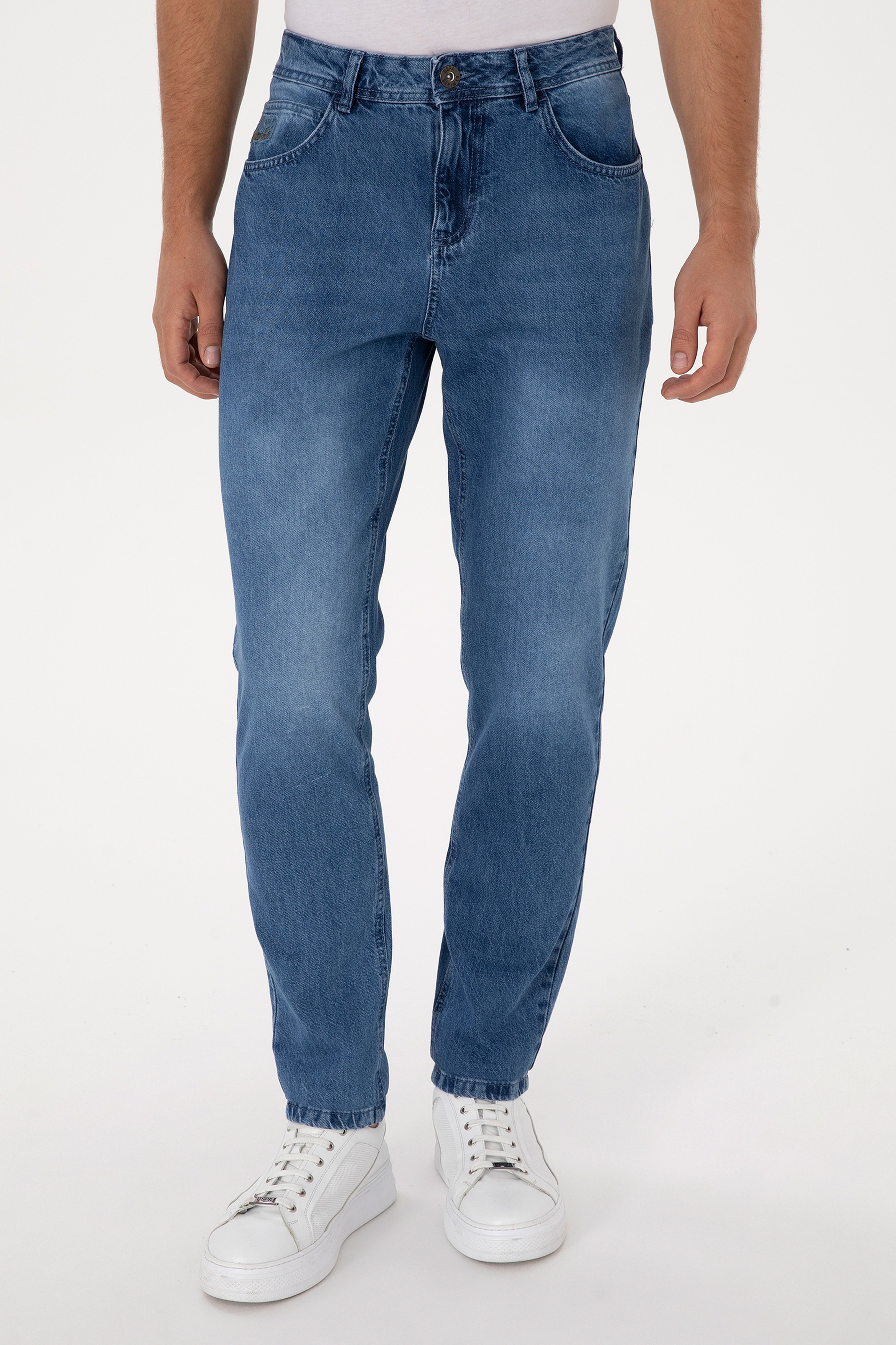 Erkek Açık Mavi Jean Tapered Fit Pantolon - Image 2