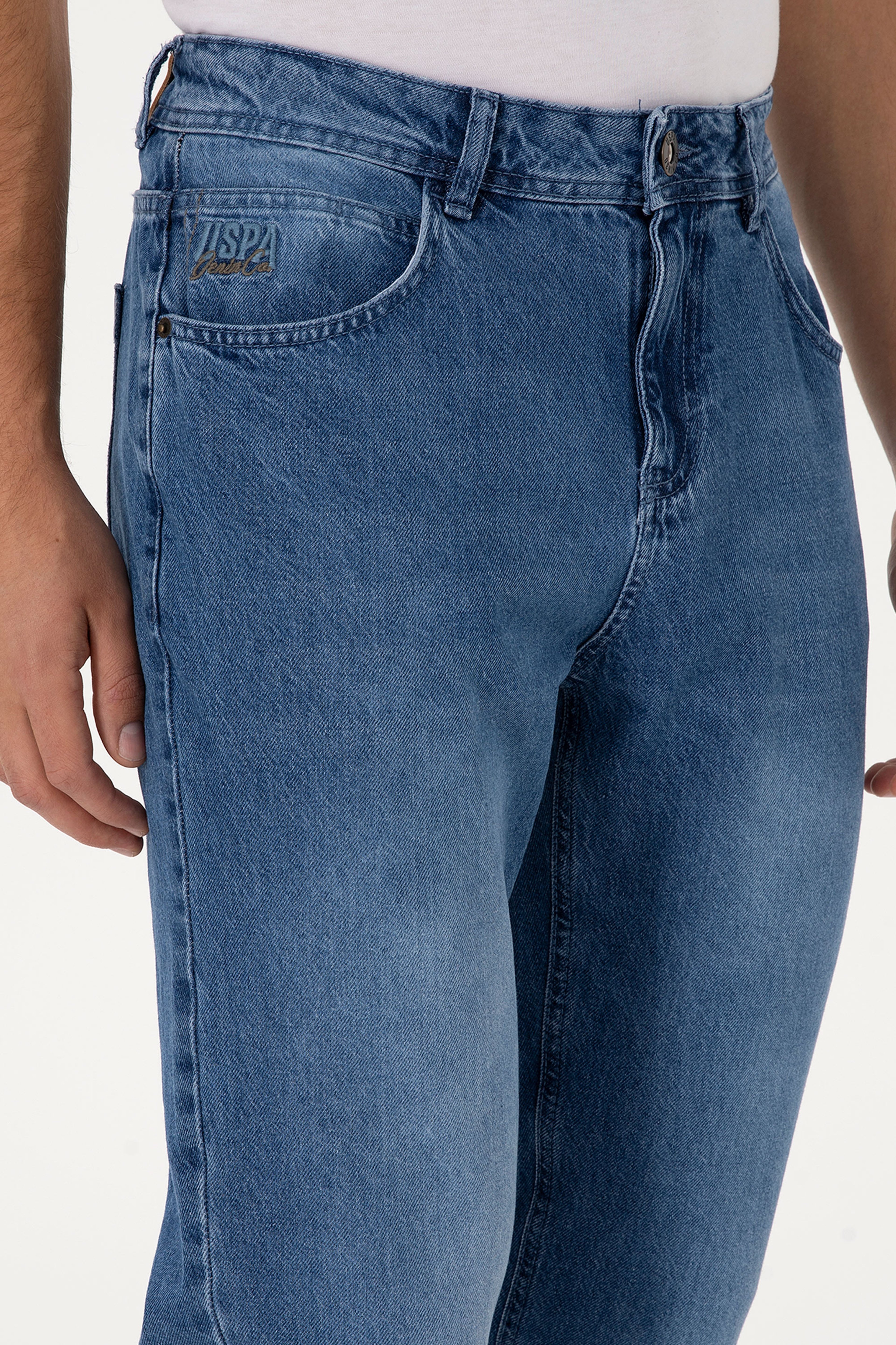 Erkek Açık Mavi Jean Tapered Fit Pantolon - Image 5