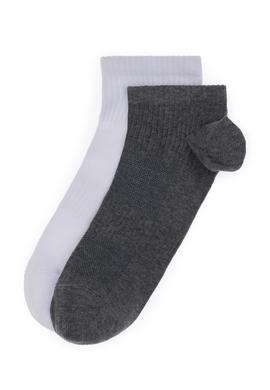 Erkek Gri Melanj Beyaz 2'li Babet Çorap - 50304242003