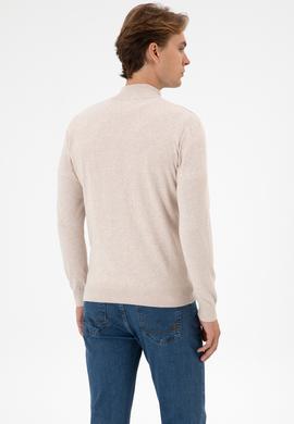 Erkek Slim Fit Taş Melanj Triko Hırka - 50313684051