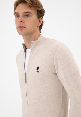 Erkek Slim Fit Taş Melanj Triko Hırka - 50313684051