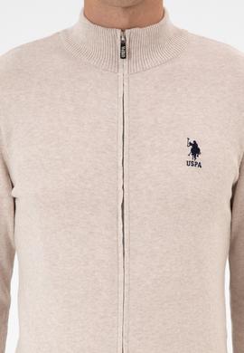 Erkek Slim Fit Taş Melanj Triko Hırka - 50313684051