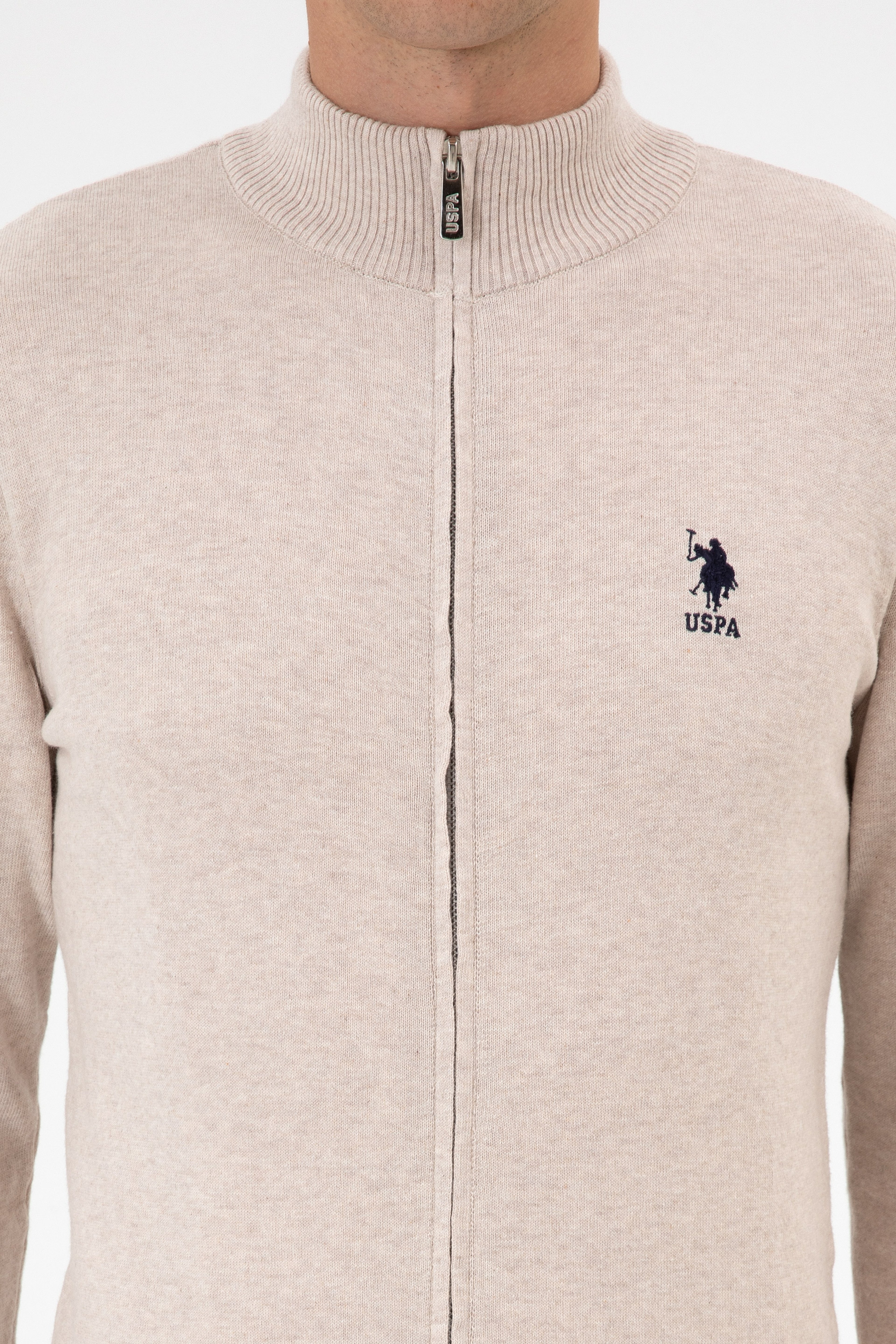 Erkek Slim Fit Taş Melanj Triko Hırka - Image 6