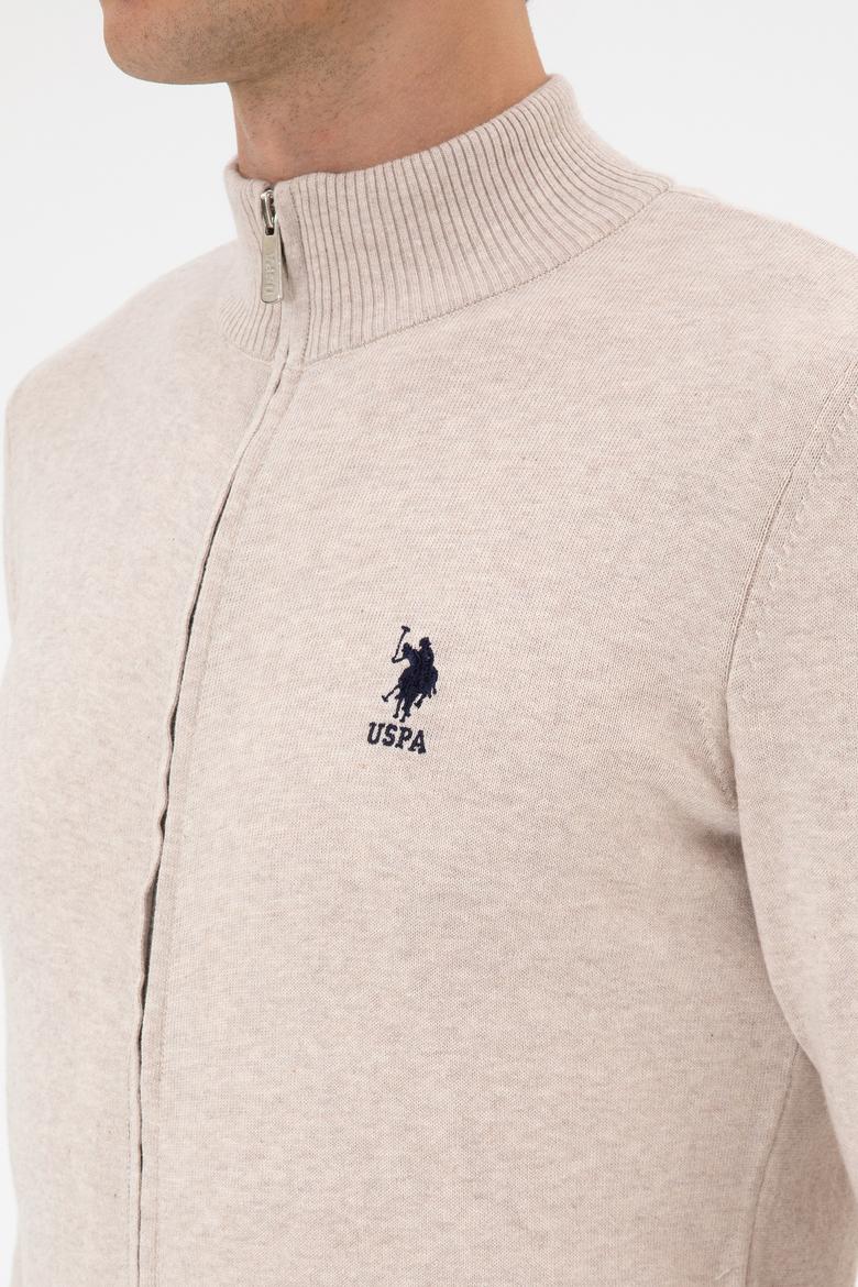 Erkek Slim Fit Taş Melanj Triko Hırka - 50313684051