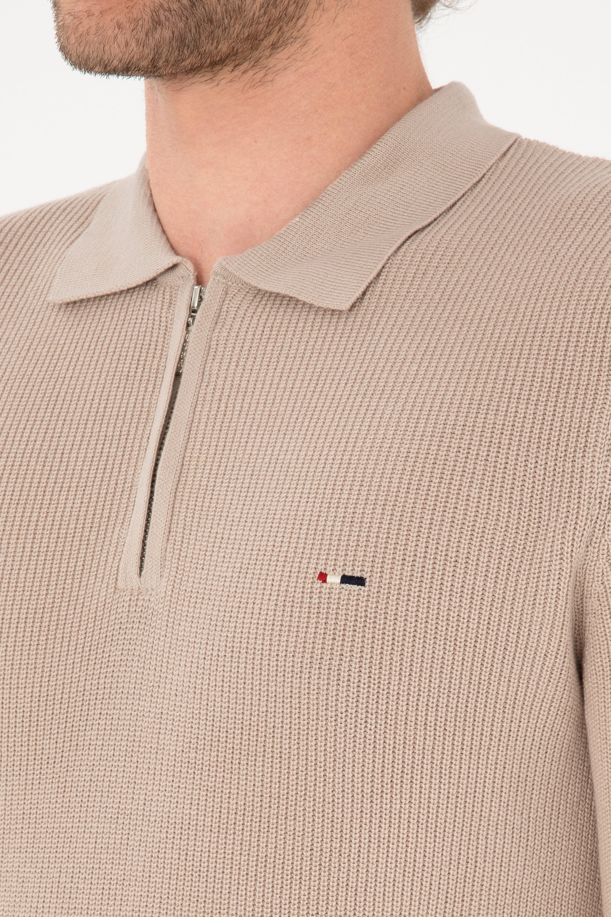 Erkek Regular Fit Yarım Fermuarlı Taş Basic Kazak - Image 7