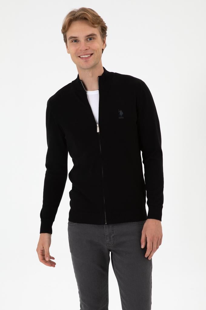 Erkek Slim Fit Siyah Triko Hırka