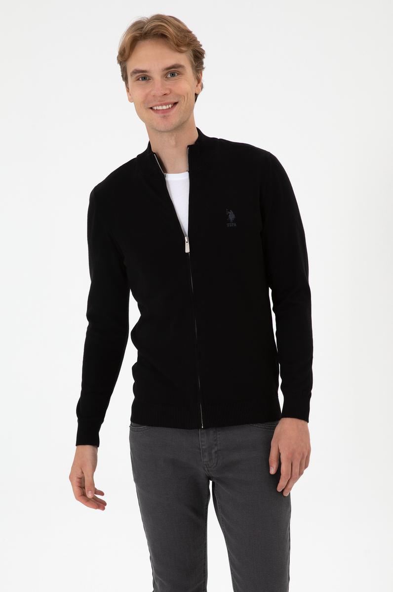 Erkek Slim Fit Siyah Triko Hırka