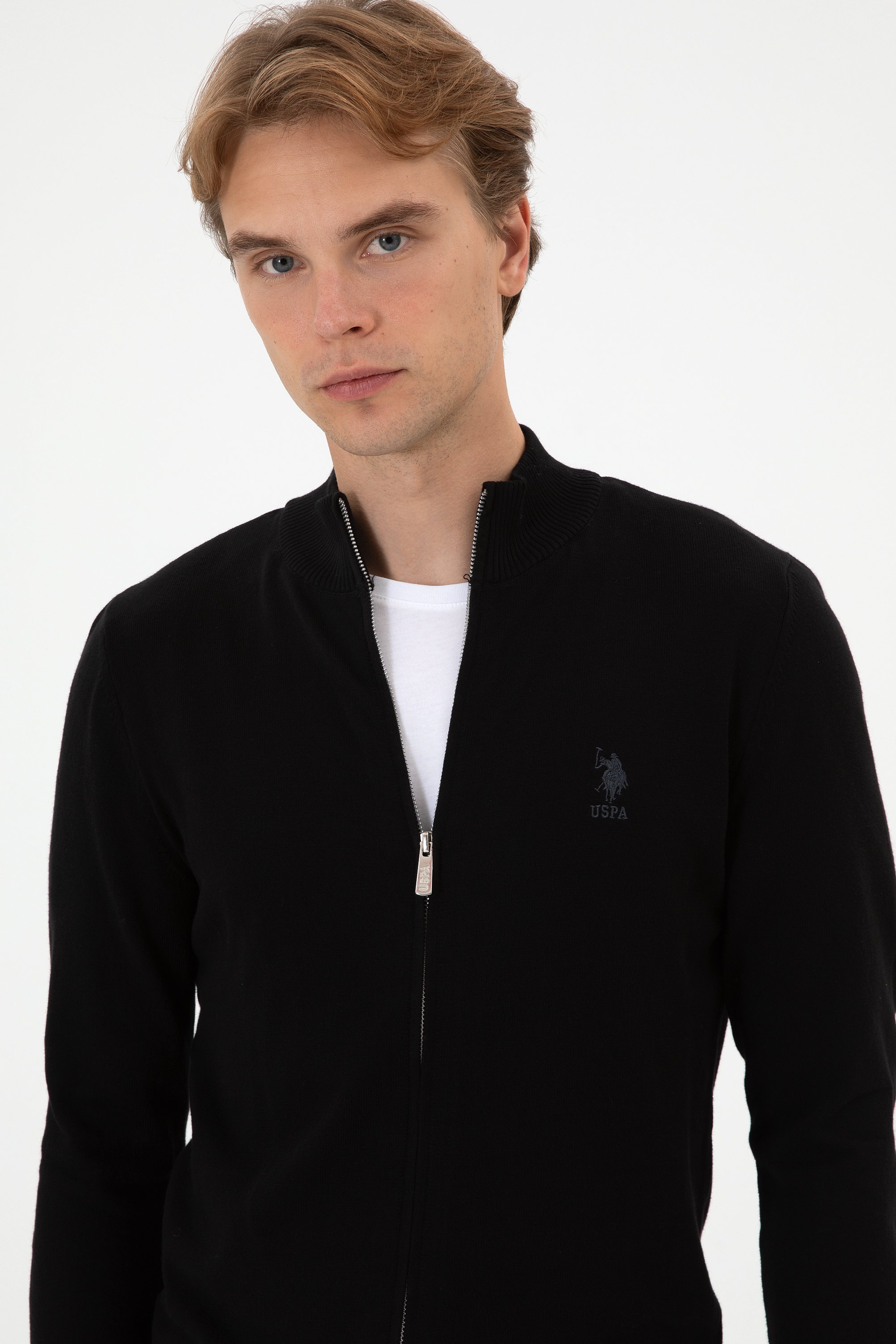 Erkek Slim Fit Siyah Triko Hırka