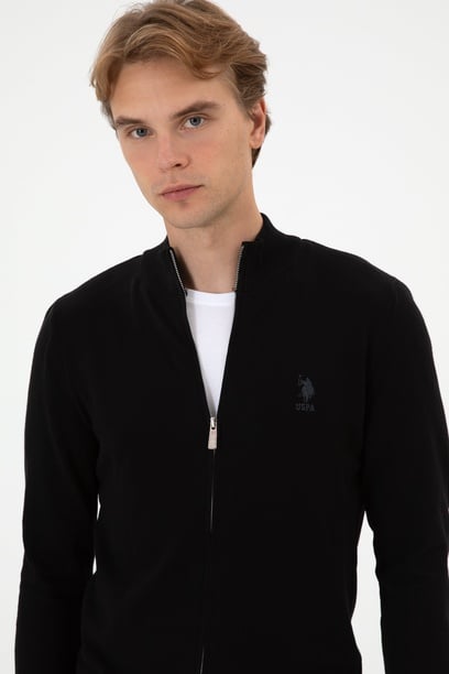 Erkek Slim Fit Siyah Triko Hırka