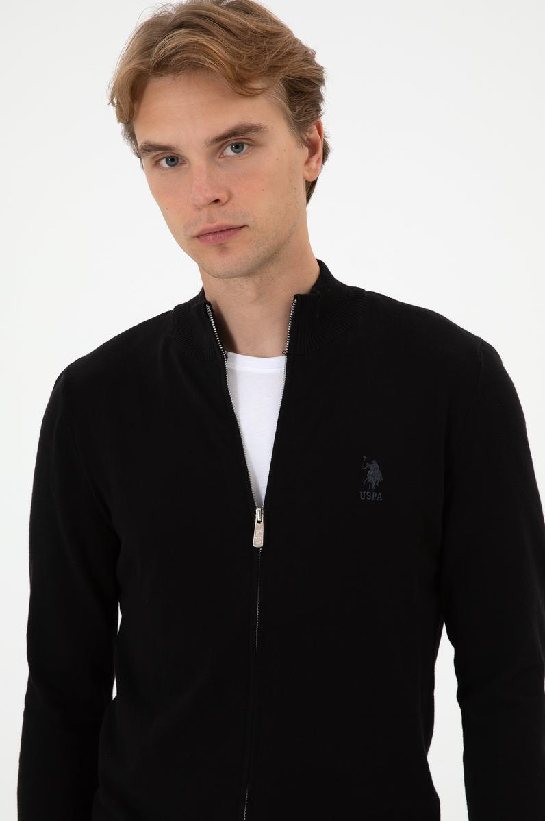 Erkek Slim Fit Siyah Triko Hırka