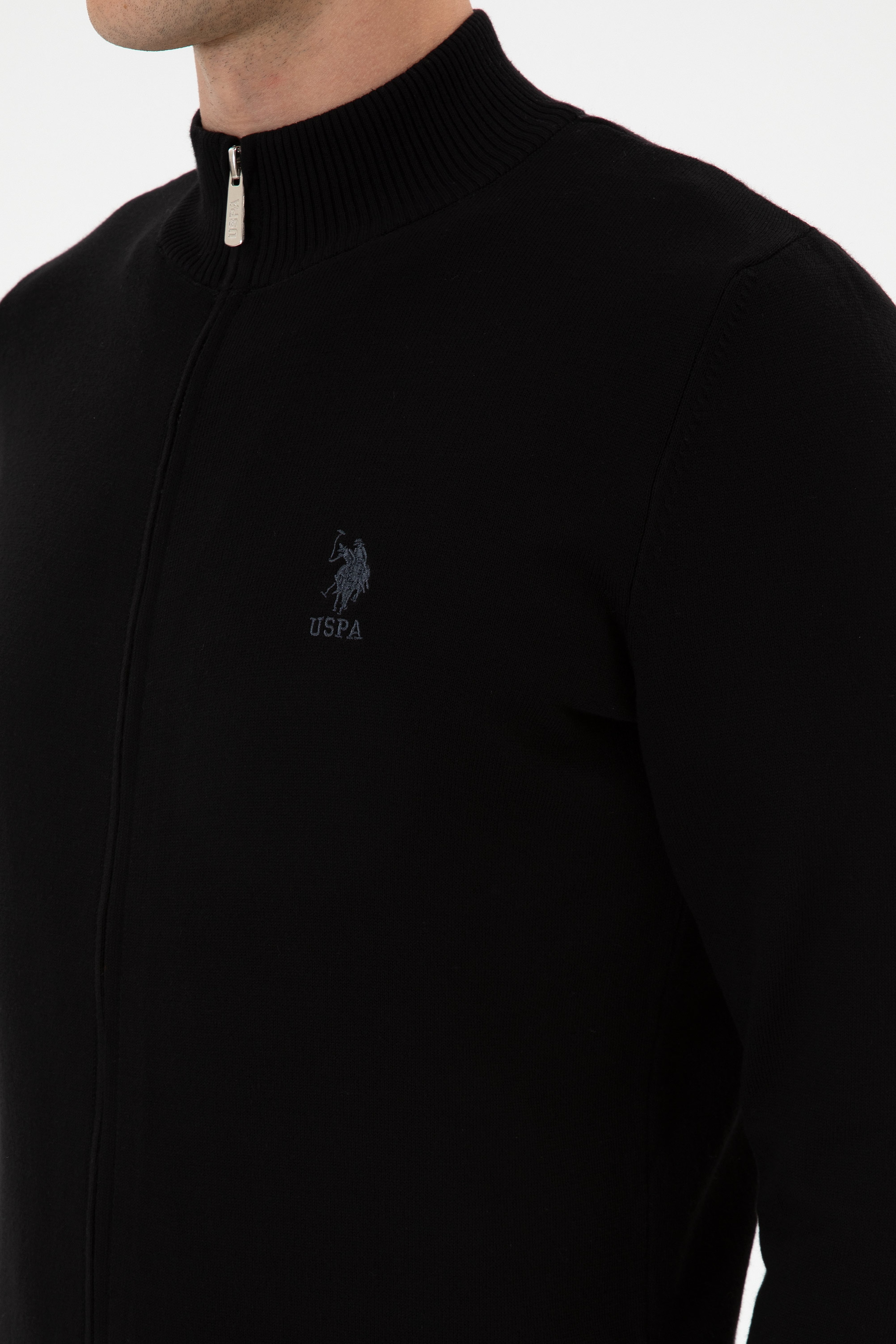 Erkek Slim Fit Siyah Triko Hırka - Image 7
