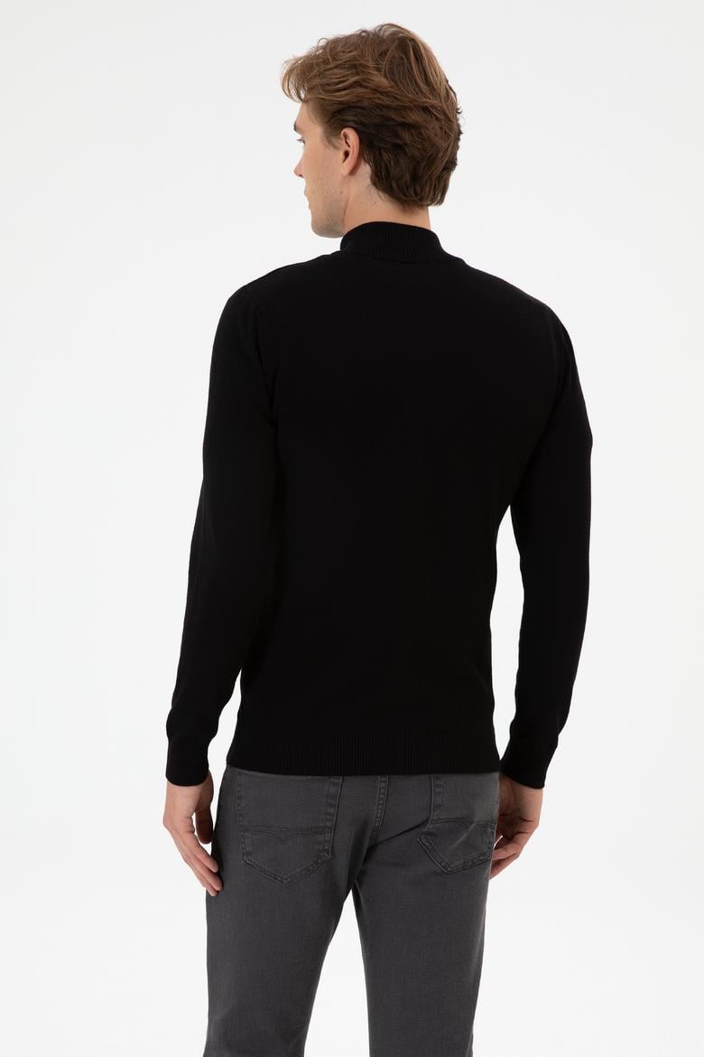 Erkek Slim Fit Siyah Triko Hırka - 50313684024