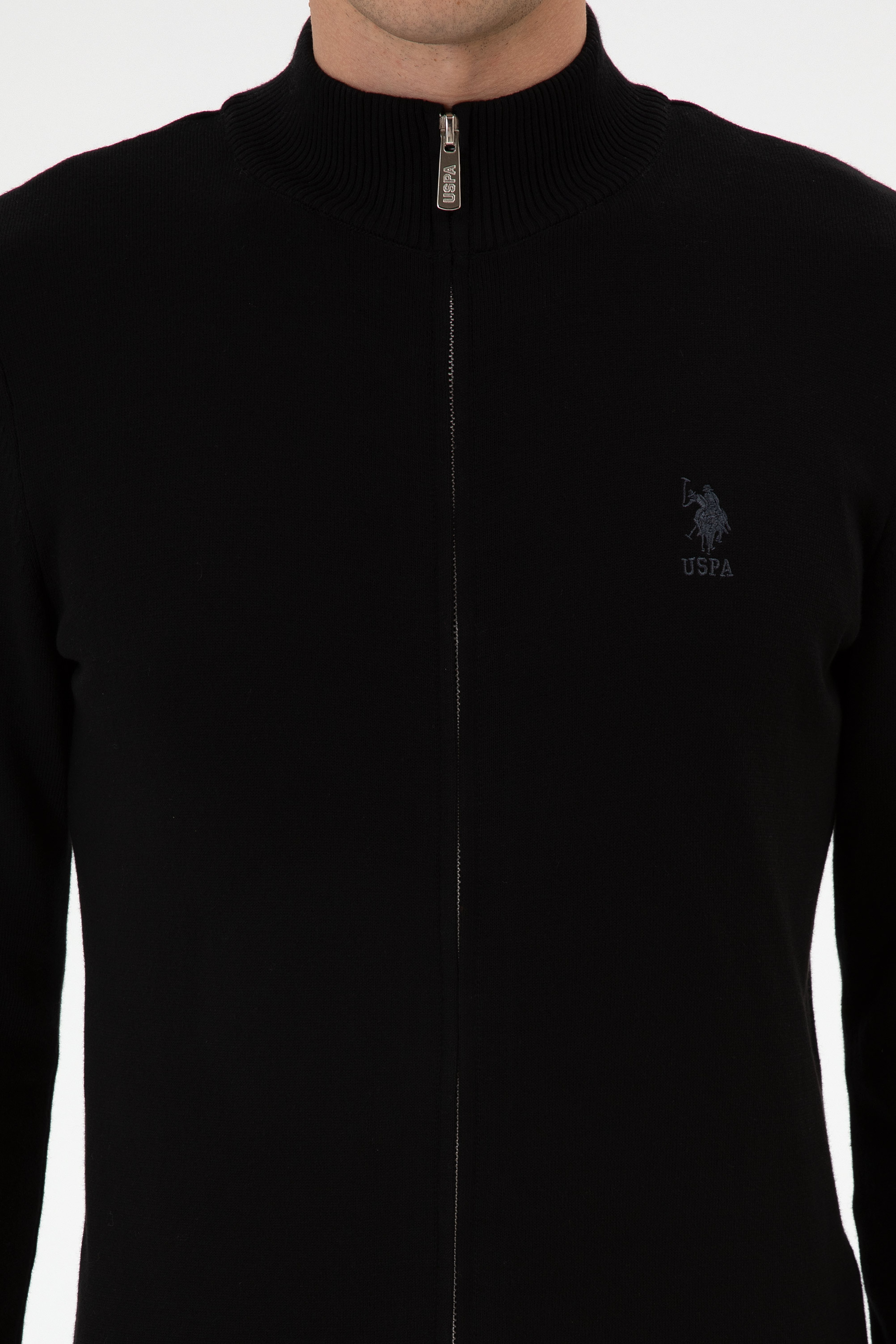 Erkek Slim Fit Siyah Triko Hırka