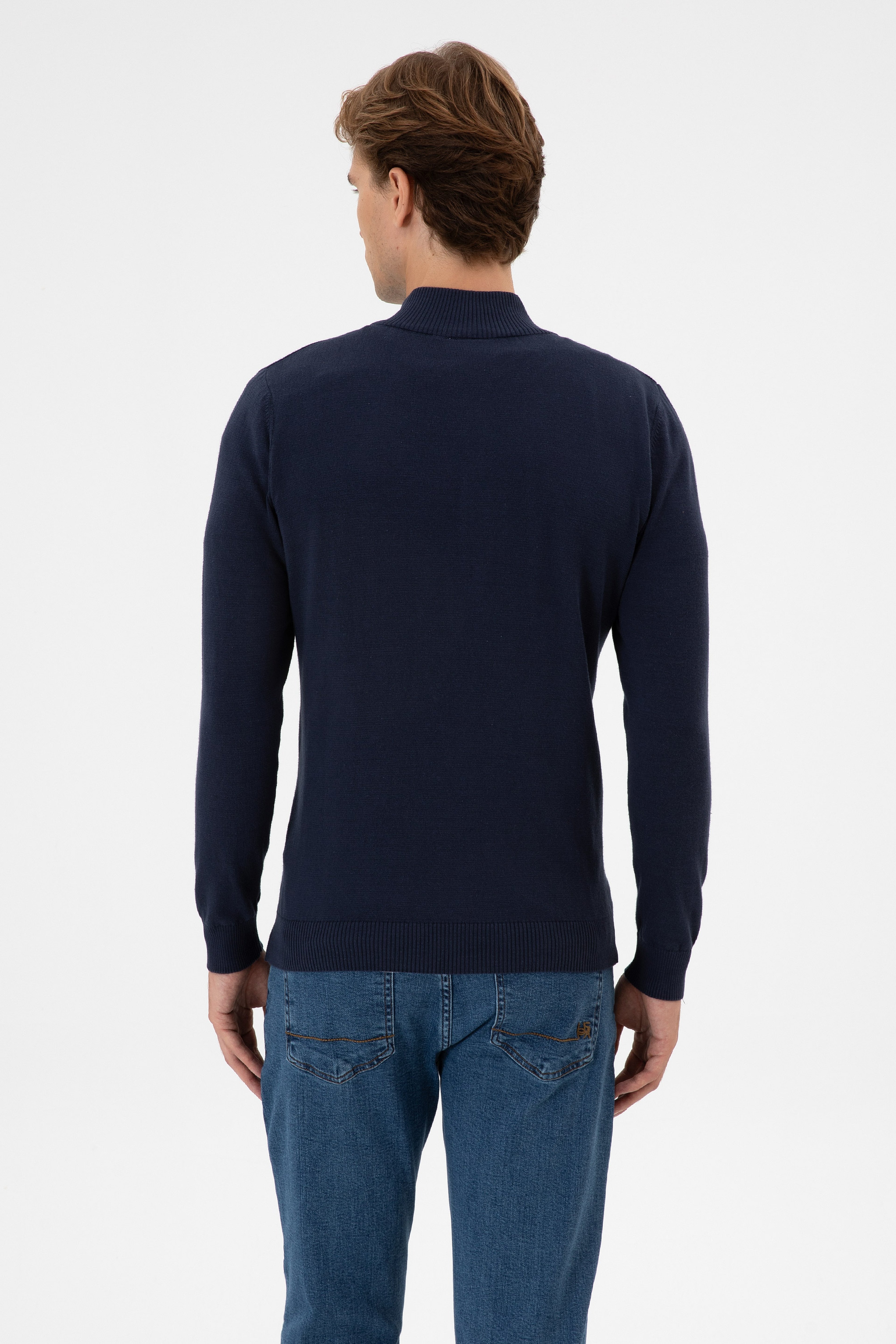 Erkek Slim Fit Lacivert Triko Hırka