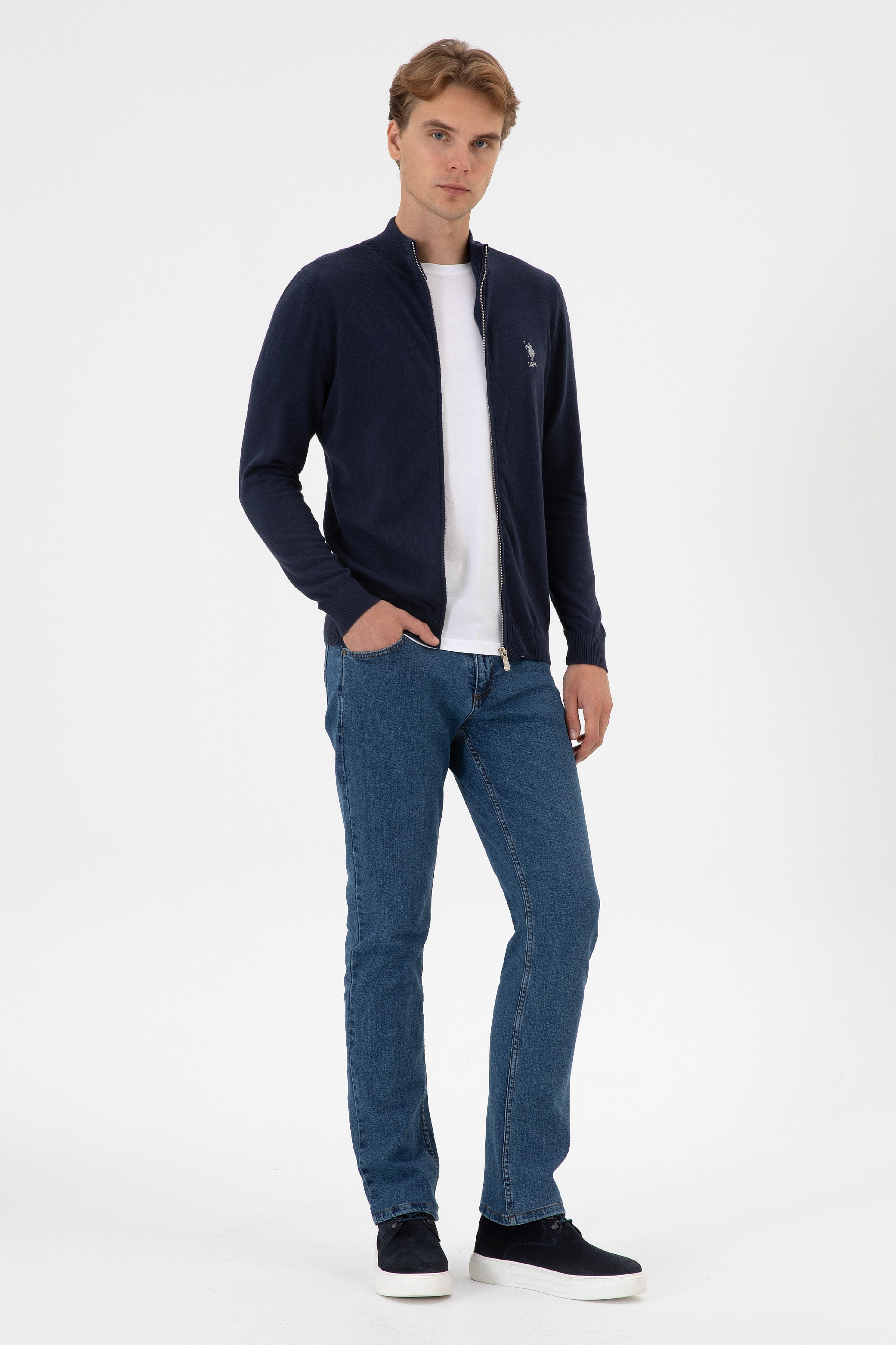 Erkek Slim Fit Lacivert Triko Hırka - Image 4
