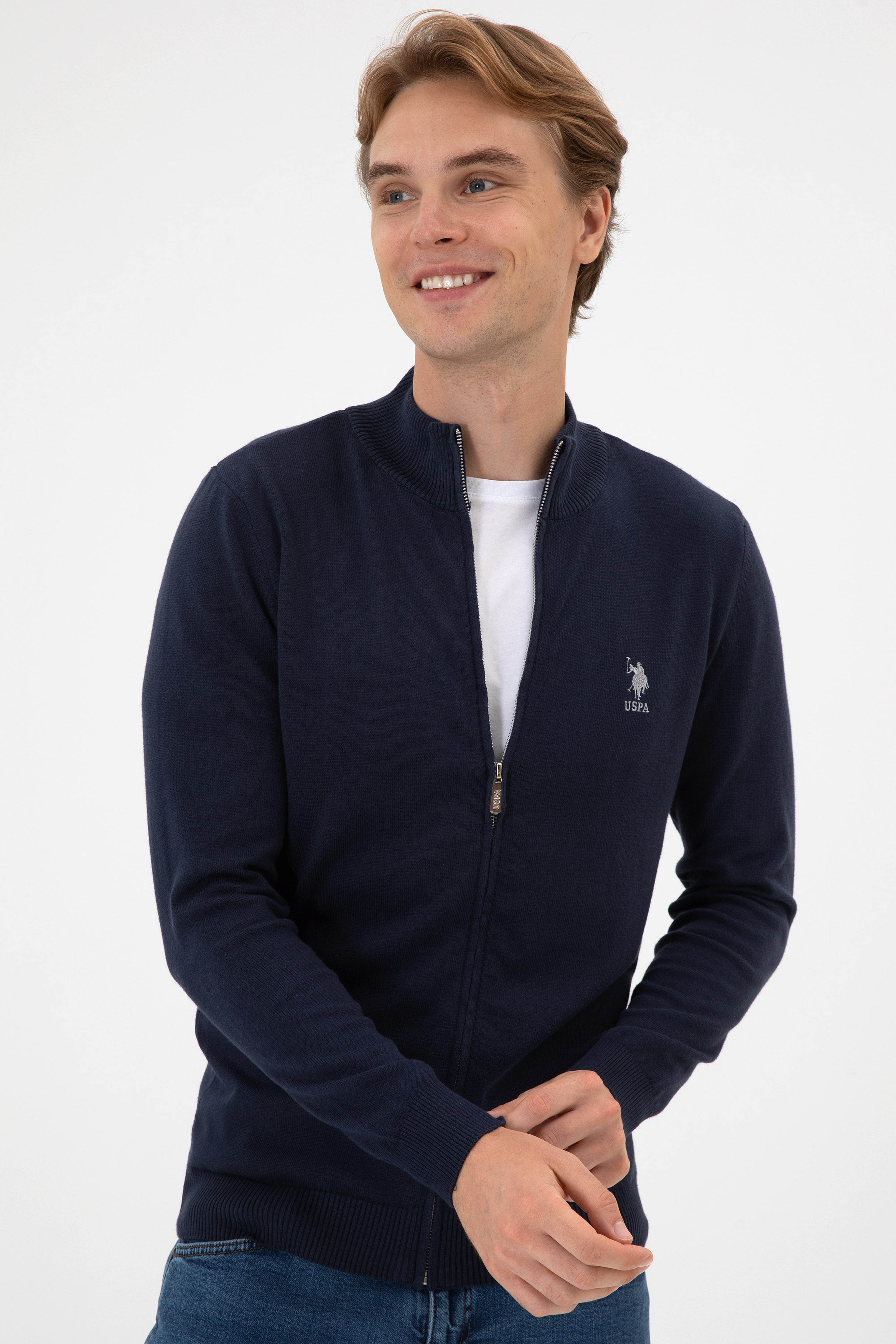 Erkek Slim Fit Lacivert Triko Hırka - Image 2