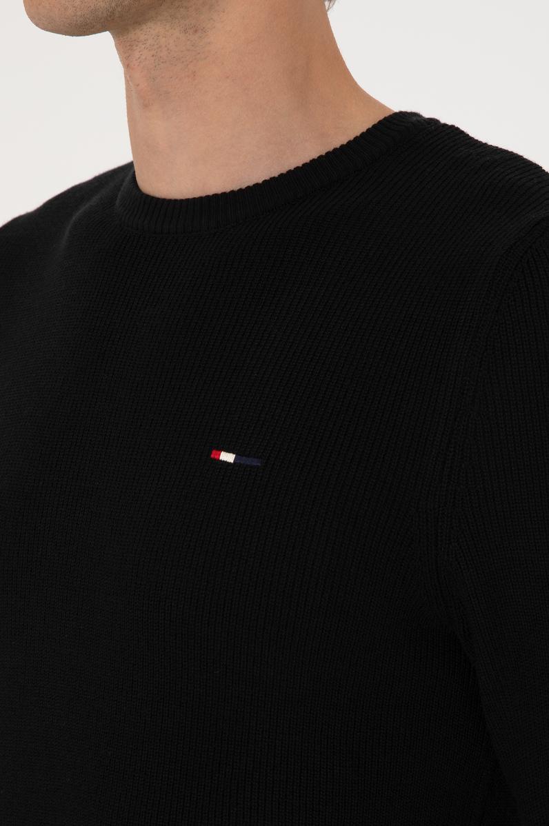 Erkek Slim Fit Bisiklet Yaka Siyah Basic Kazak