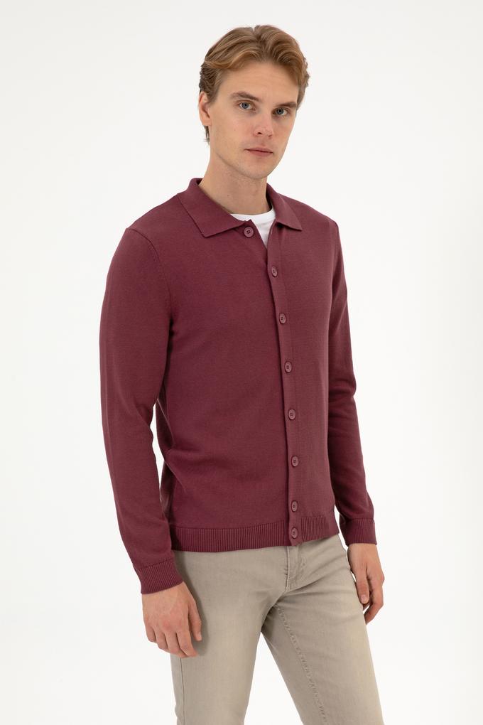 Erkek Bordo Basic Triko Hırka