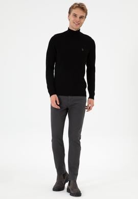 Erkek Slim Fit Boğazlı Siyah Basic Kazak - 50313712073