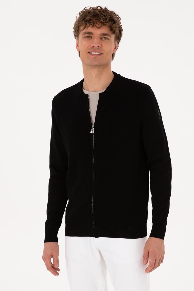 Erkek Siyah Basic Triko Hırka - 50313721024