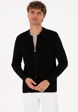 Erkek Siyah Basic Triko Hırka - 50313721024