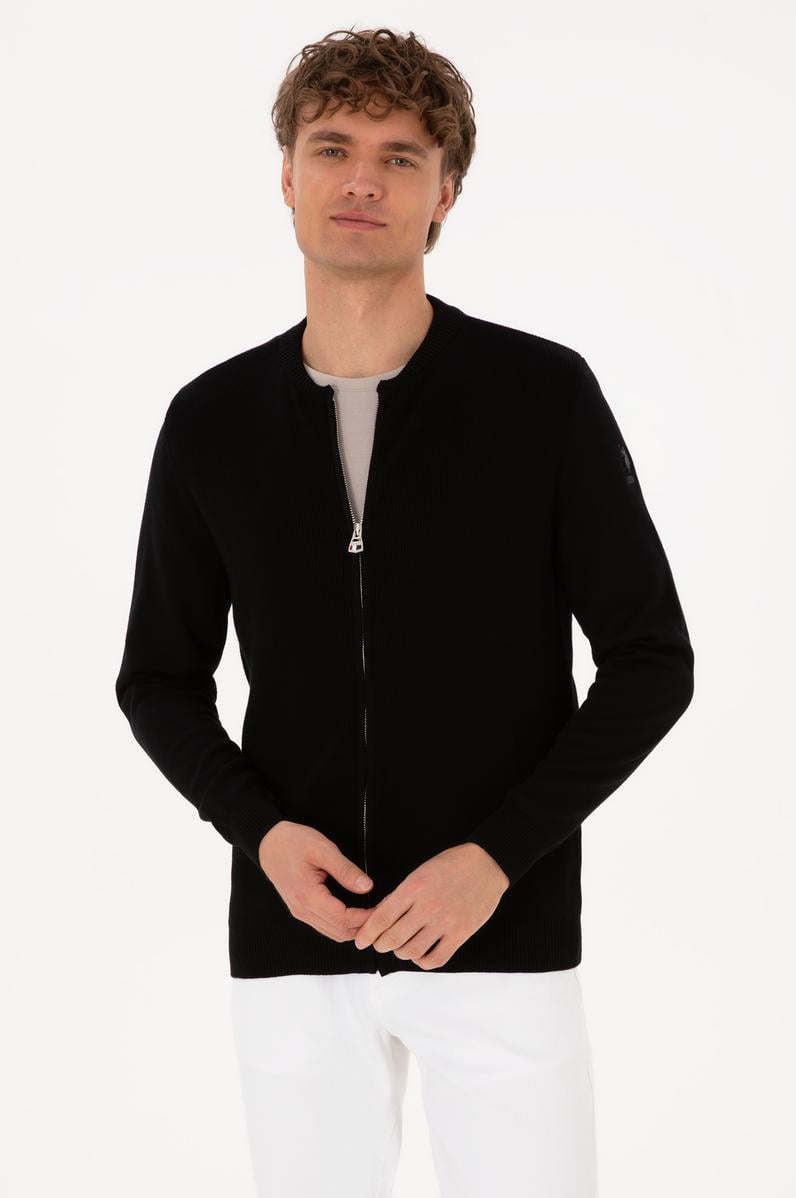 Erkek Siyah Basic Triko Hırka