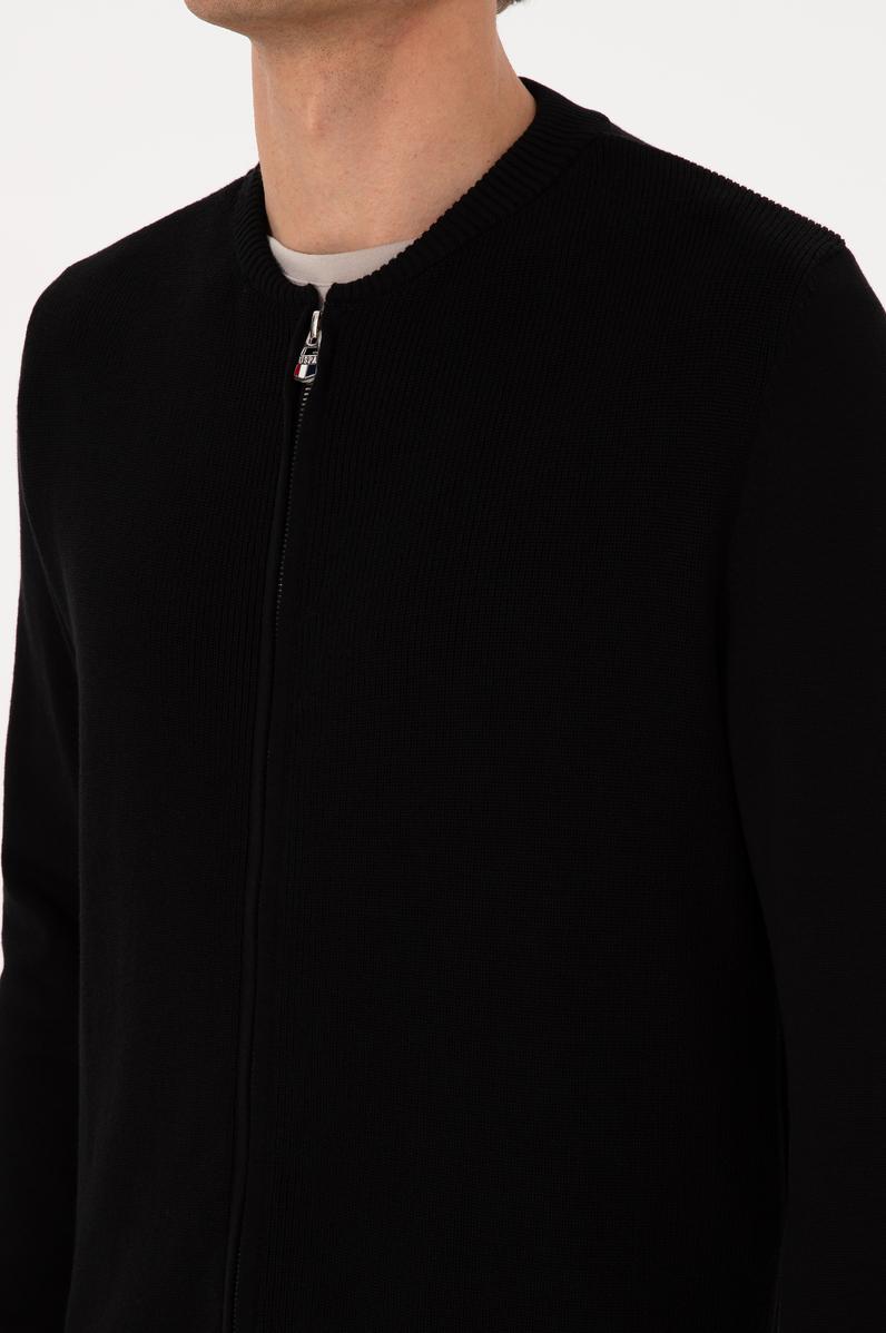 Erkek Siyah Basic Triko Hırka