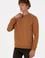 Erkek Comfort Fit Bisiklet Yaka Şardonlu Camel Basic Sweatshirt