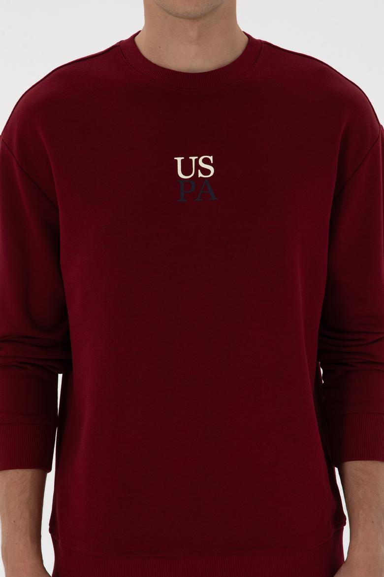 Erkek Comfort Fit Bisiklet Yaka Bordo Basic Sweatshirt - 50313760041