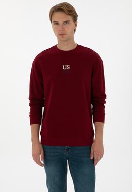 Erkek Comfort Fit Bisiklet Yaka Bordo Basic Sweatshirt - 50313760041