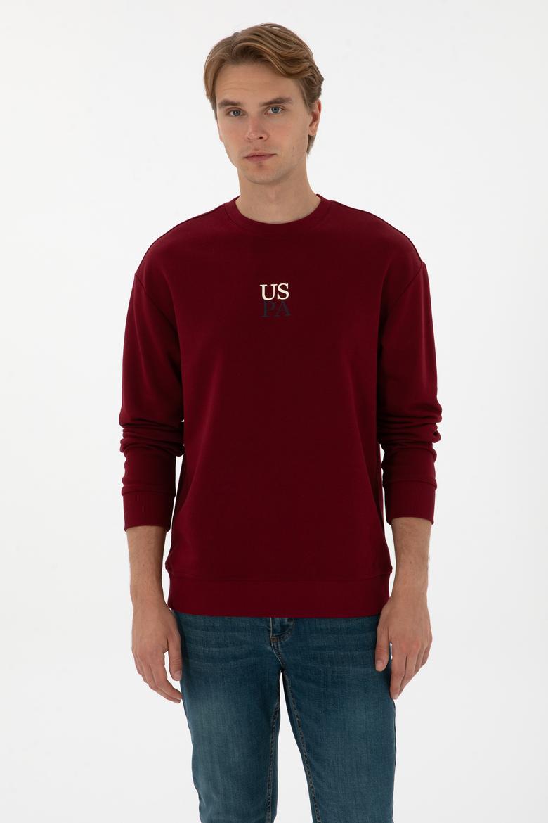 Erkek Comfort Fit Bisiklet Yaka Bordo Basic Sweatshirt